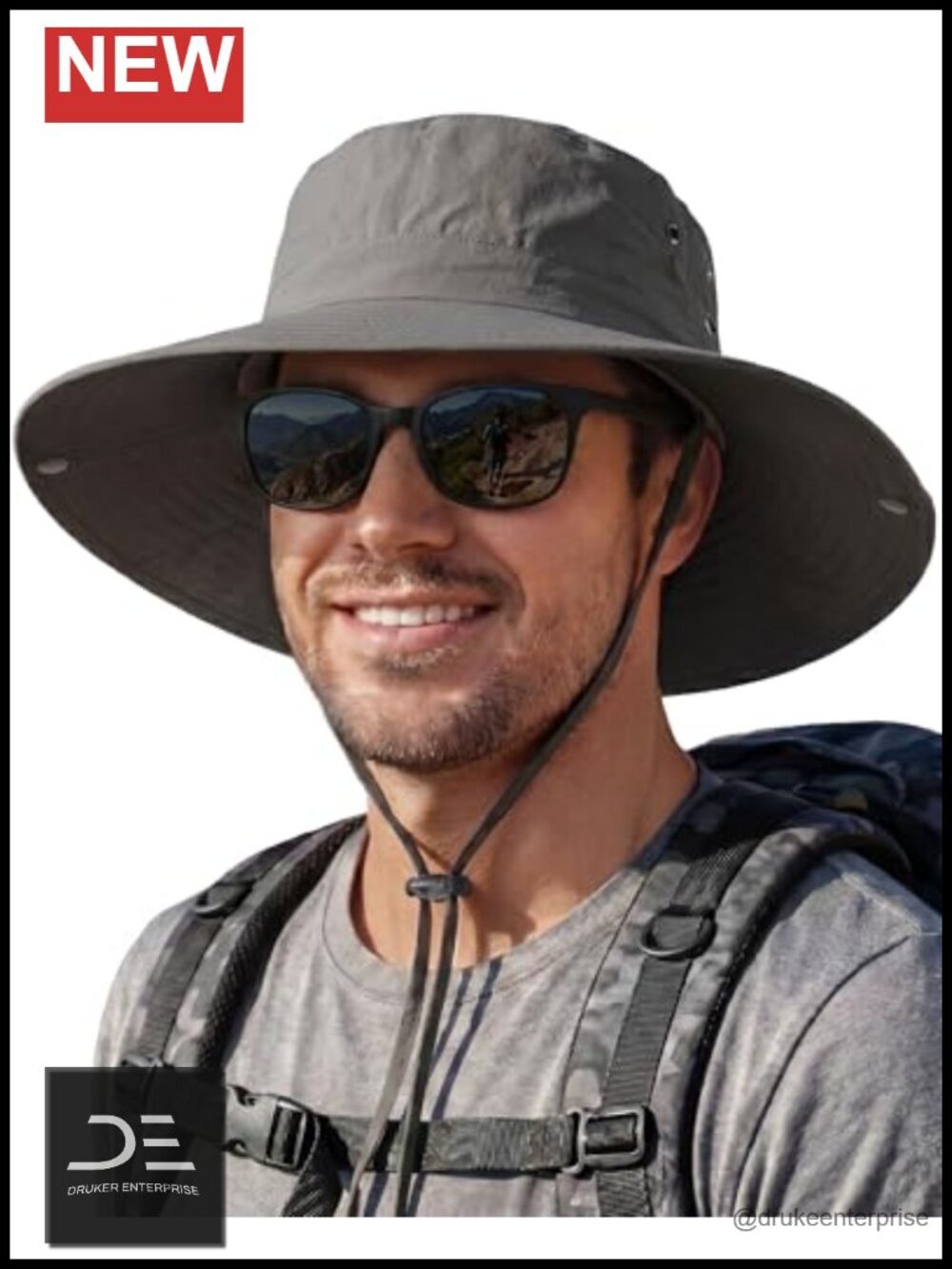 Men's Wide Brim Sun Hat UPF 50+ Nylon Breathable Hiking Fishing Beach Bucket Hat